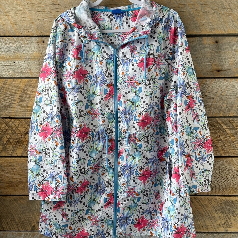 Disneys Frozen Olaf Worms Medium Lightweight Windbreaker AOP Zip Coat Jacket
